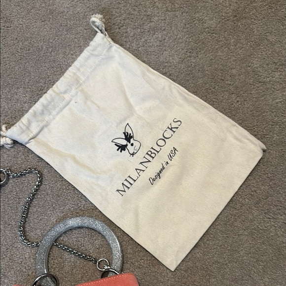 Milanblocks Coral and Burgundy Suede Bag - Picture 2 of 15